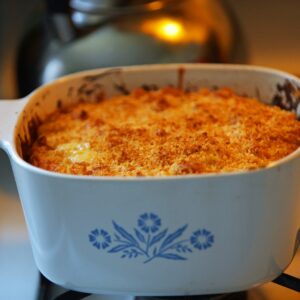a casserole dish sitting on a stove top